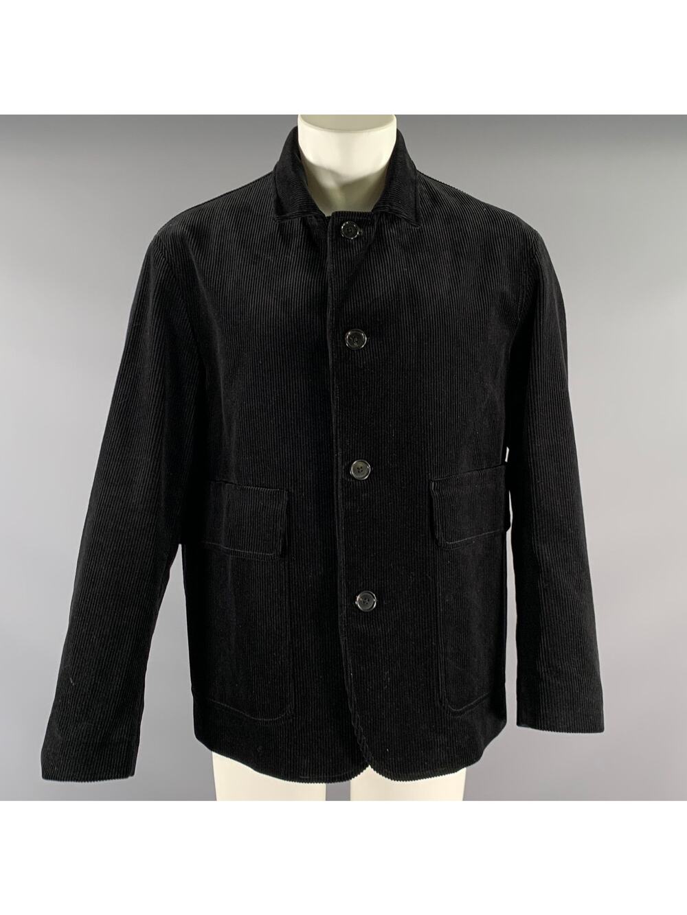 MARGARET HOWELL Size M Black Corduroy Cotton Notch Lapel Coat